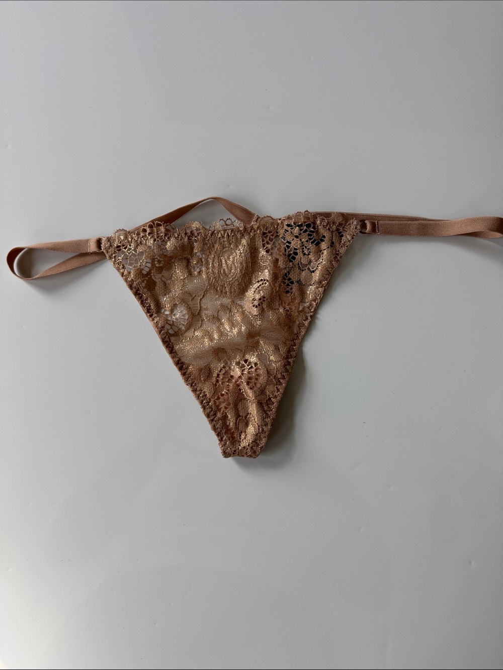 Lace Thong Panty in Nude Brown